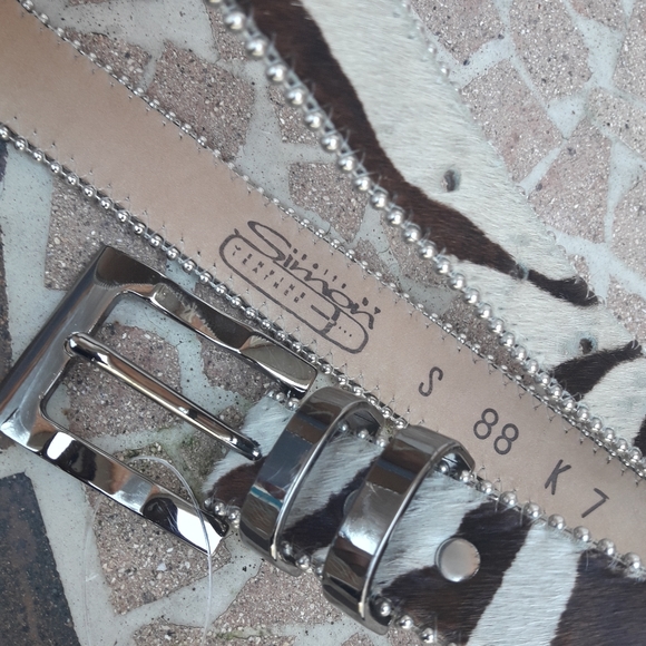 Fur Belt Genuine Leather BB Simon Speckle Cow Hair - Picture 5 of 6